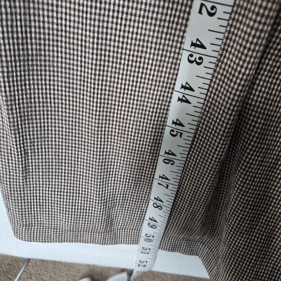 VTG Qps Dress Jumper Sz M Brown White Checked Pockets Button Front Prairie - Picture 13 of 14